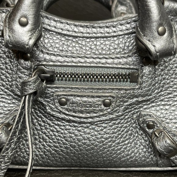Balenciaga Nano Sized Crossbody NeoClassic Mini Bag Silver - Like New - Picture 11 of 13